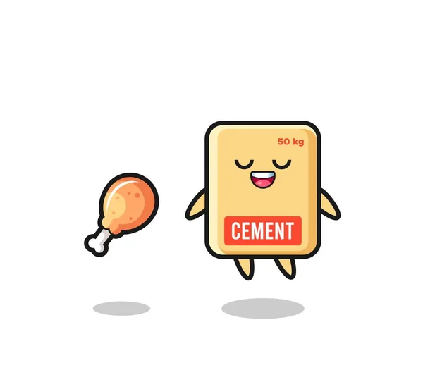 Cute Cement Sack Floating Tempted Because Fried Chicken Cute Design — Stock Vector