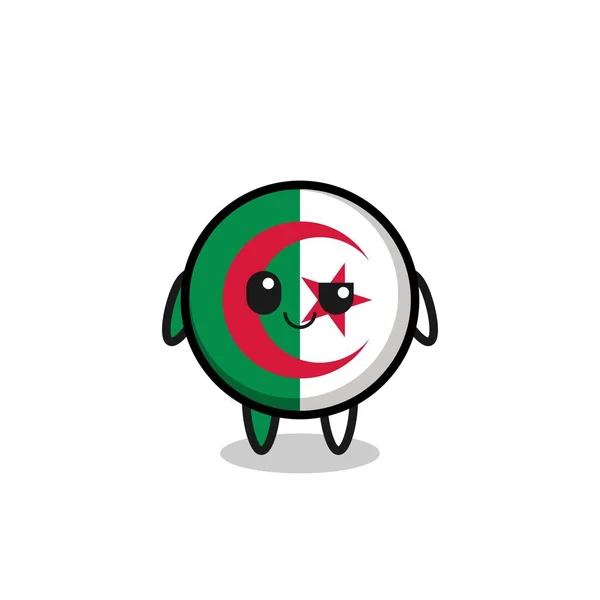 Algeria Bandera Dibujos Animados Con Una Expresión Arrogante Lindo Diseño — Archivo Imágenes Vectoriales