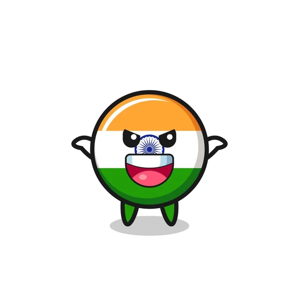 Ilustración Bandera India Lindo Haciendo Gesto Susto Lindo Diseño — Vector de stock