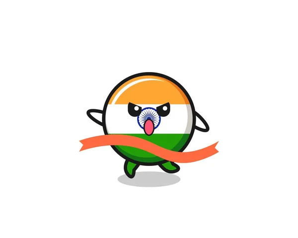 Söt India Flagga Illustration Når Mållinjen Söt Design — Stock vektor