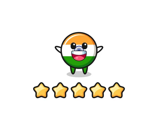 Illustration Customer Best Rating India Flag Cute Character Stars Cute — ストックベクタ