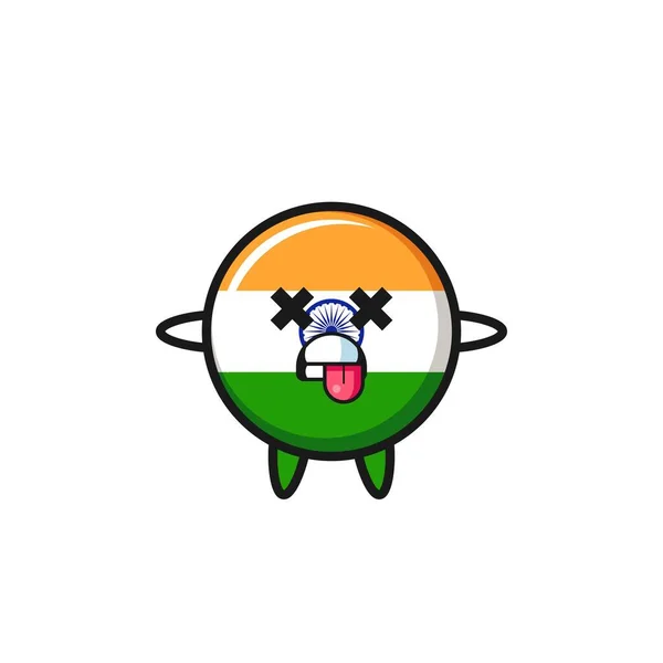 Carácter Bandera India Lindo Con Pose Muerta Lindo Diseño — Vector de stock