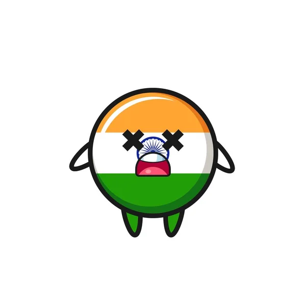 Död India Flagga Maskot Karaktär Söt Design — Stock vektor