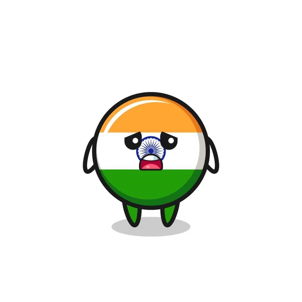Besviken Uttryck För India Flagga Tecknad Söt Design — Stock vektor