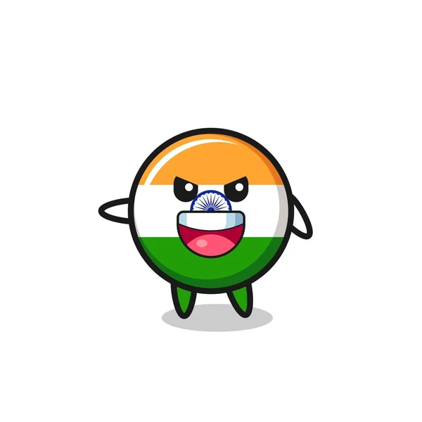 India Bandera Dibujos Animados Con Pose Muy Emocionada Lindo Diseño — Vector de stock