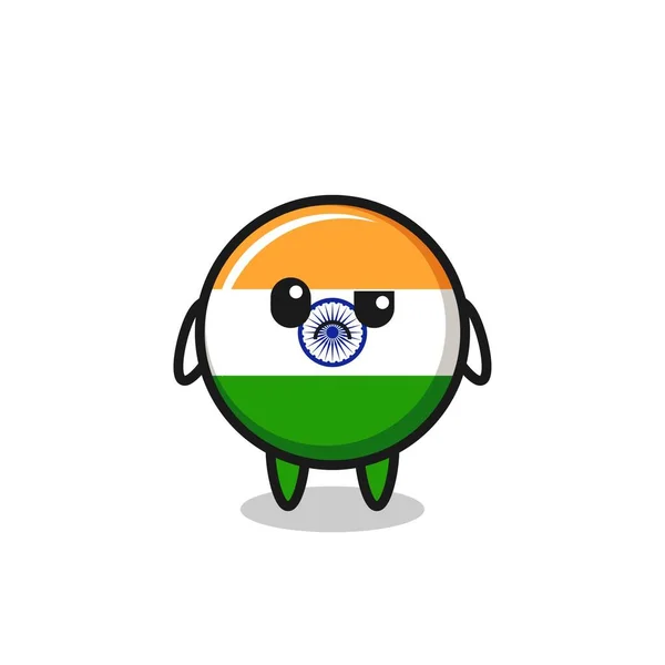 Mascotte Drapeau Indien Visage Sceptique Design Mignon — Image vectorielle