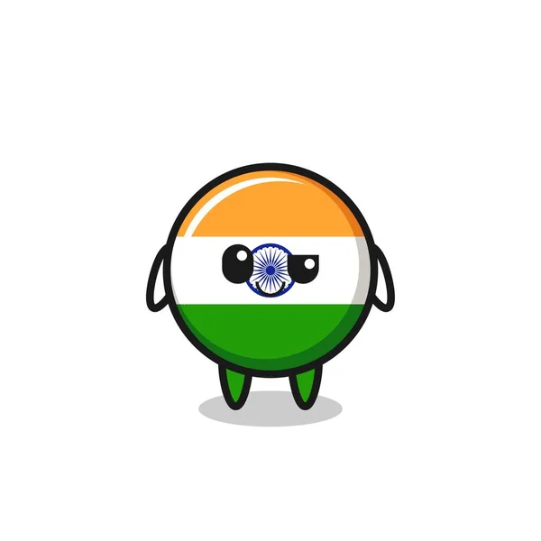 Indiai Zászló Rajzfilm Egy Arrogáns Kifejezés Aranyos Design — Stock Vector