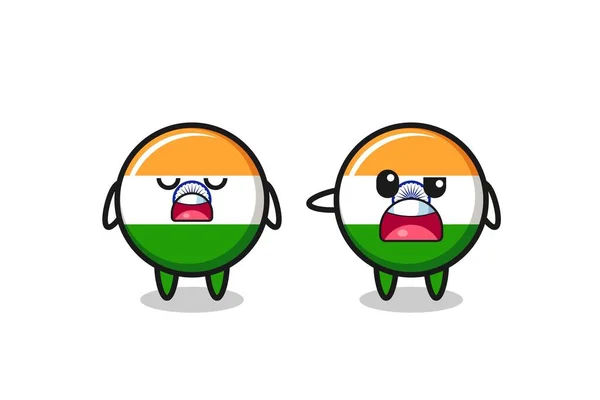 Ilustración Discusión Entre Dos Caracteres Lindos Bandera India Diseño Lindo — Vector de stock