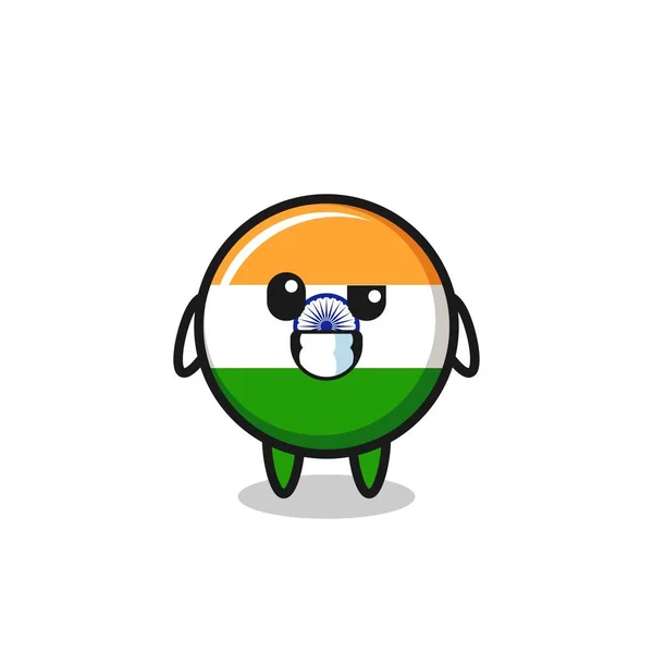 Linda Mascota Bandera India Con Una Cara Optimista Lindo Diseño — Vector de stock