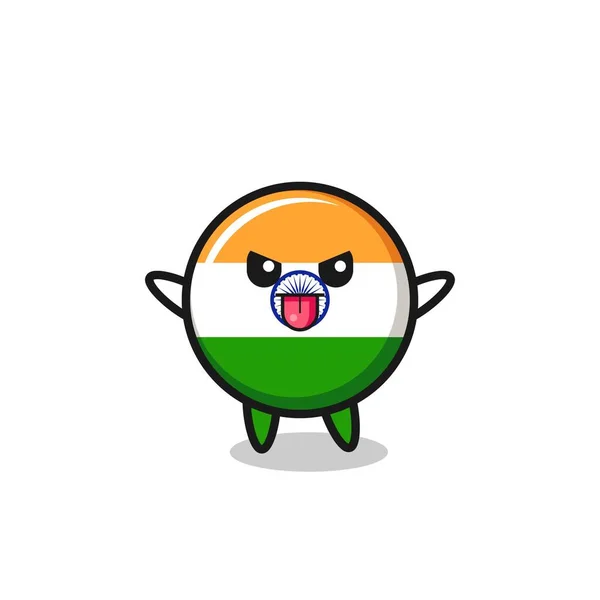 Travieso India Bandera Carácter Burla Pose Lindo Diseño — Vector de stock