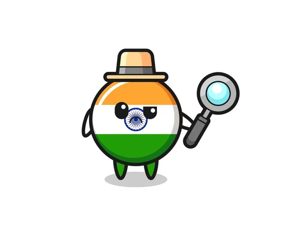 Mascota Bandera India Lindo Como Detective Lindo Diseño — Vector de stock