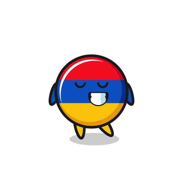 Armenia Flagga Tecknad Illustration Med Ett Blyg Uttryck Söt Design — Stock vektor