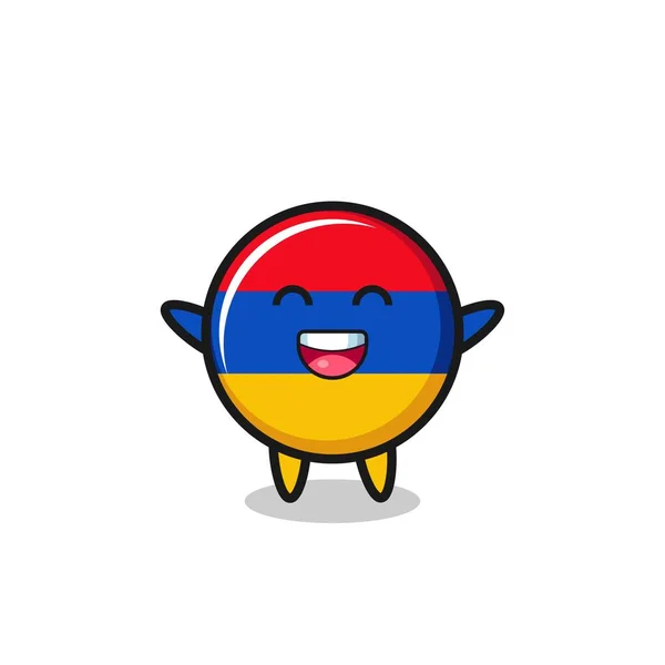 Glad Baby Armenia Flagga Tecknad Karaktär Söt Design — Stock vektor