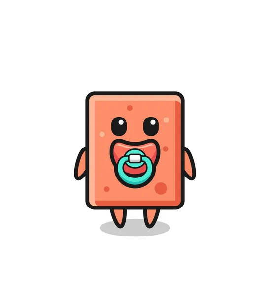 Baby Brick Cartoon Character Pacifier Cute Design — ストックベクタ