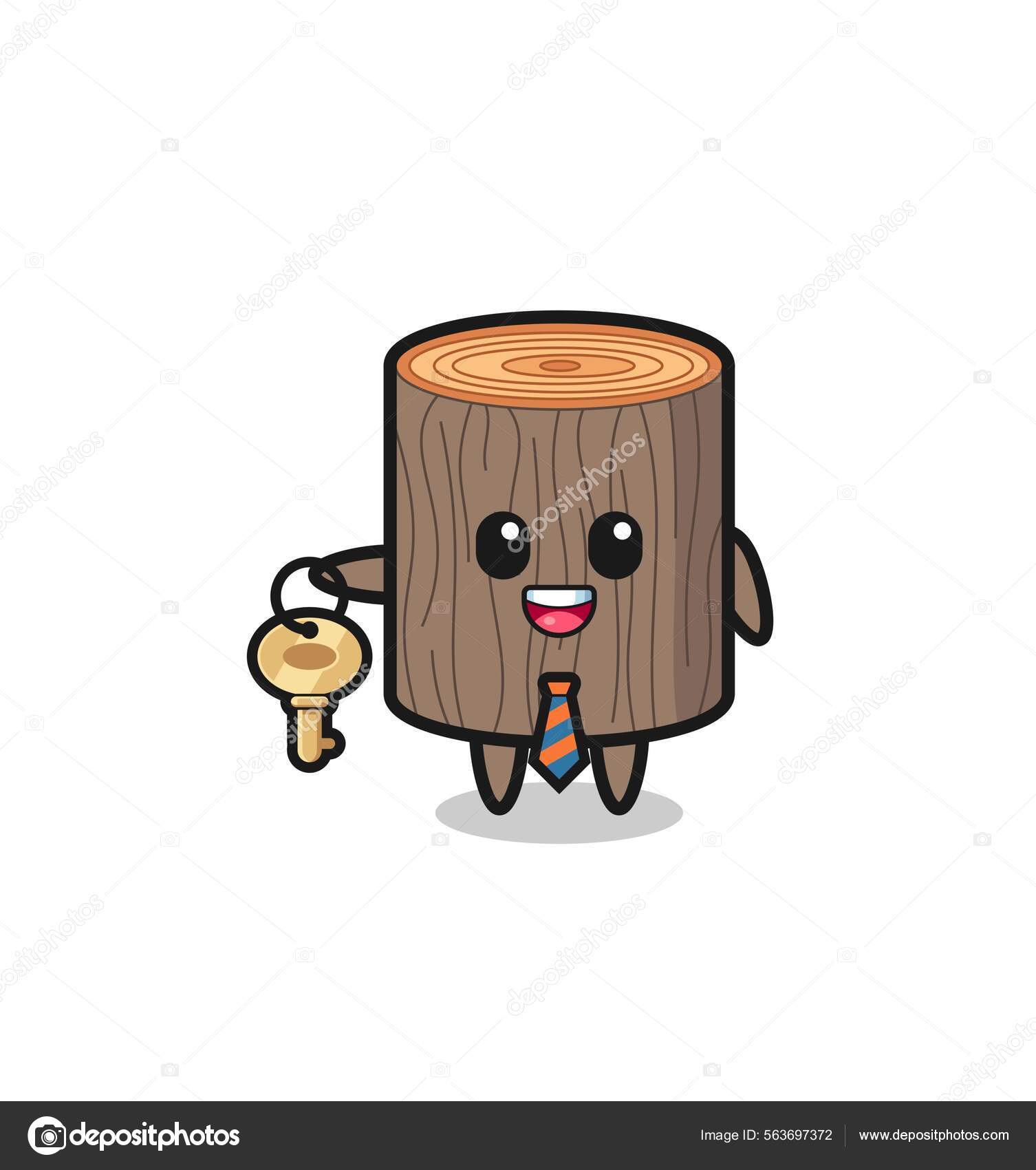 Cute Tree Stump Real Estate Agent Mascot Cute Design Stock Vector by