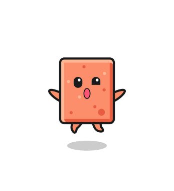 Brick karakteri zıplama hareketi yapıyor, şirin tasarım.