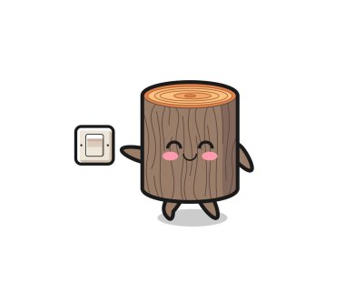 çizgi film ağaç kütüğü ışığı kapatıyor, şirin tasarım.