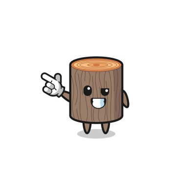 Ağaç gövdesi maskotu sol üst tarafı işaret ediyor, şirin tasarım.