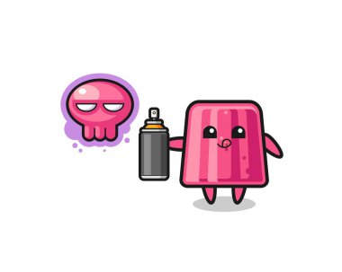 Jöle karikatürü sprey boyalı bir grafiti yap, şirin bir tasarım.