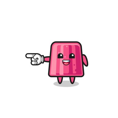 Jöle karikatürü sol işaret eden, şirin bir tasarım