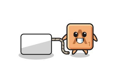 Scrabble çizgi filmi bir afiş çekiyor, şirin bir tasarım.