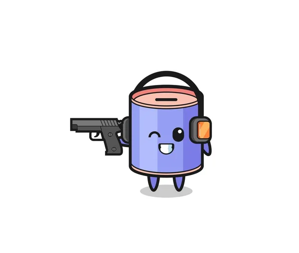 Illustration Cylinder Piggy Bank Cartoon Doing Shooting Range Cute Design — ストックベクタ