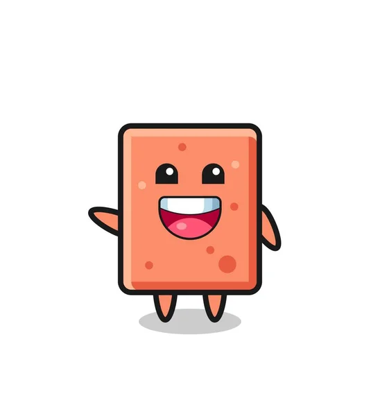 Happy Brick Cute Mascot Character Cute Design — Stock Vector