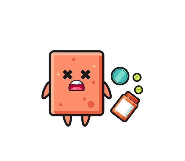 Illustration Overdose Brick Character Cute Design — ストックベクタ