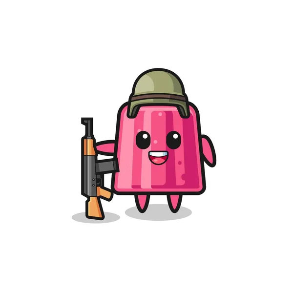 Cute Jelly Mascot Soldier Cute Design — Stock Vector