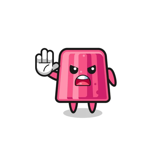 Jelly Character Doing Stop Gesture Cute Design — Stock Vector