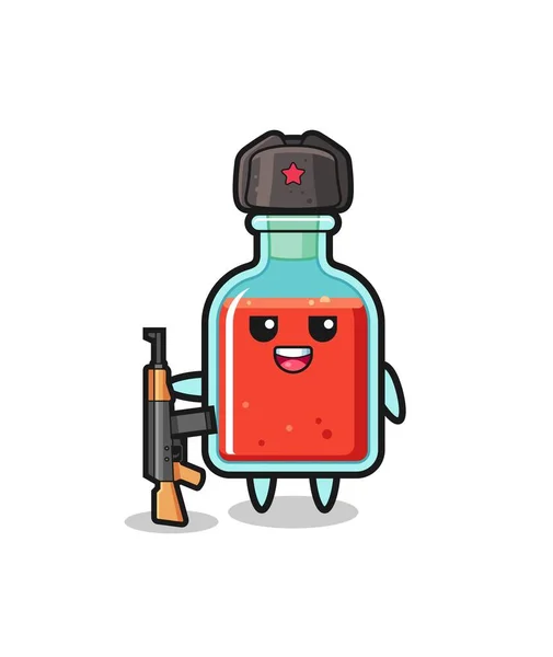 Lindo Cuadrado Botella Veneno Dibujos Animados Como Ejército Ruso Lindo — Vector de stock
