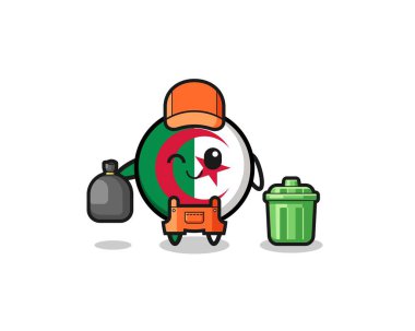 Güzel Cezayir bayrağının maskotu çöp toplayıcısı olarak, şirin tasarım