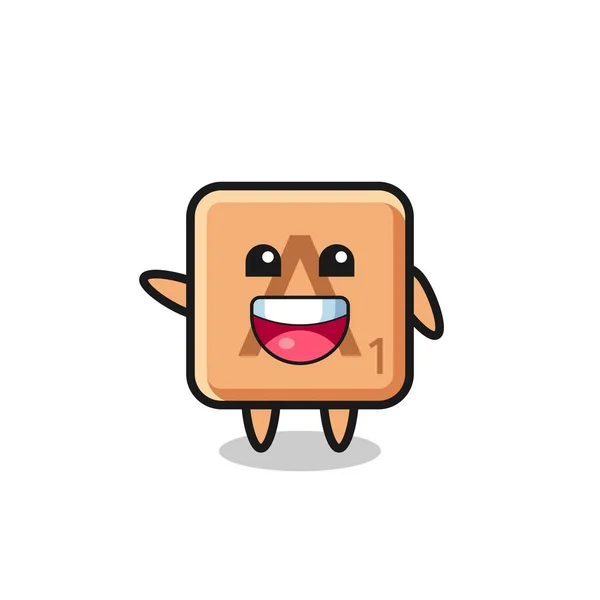 Feliz Scrabble Lindo Personaje Mascota Lindo Diseño — Vector de stock