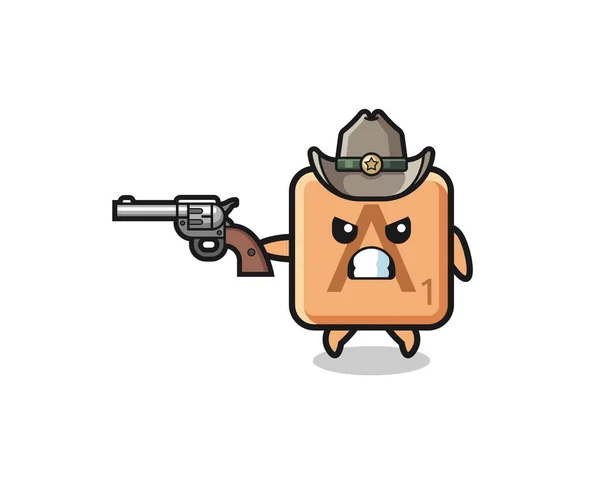 Scrabble Cowboy Tiro Com Uma Arma Projeto Bonito — Vetor de Stock