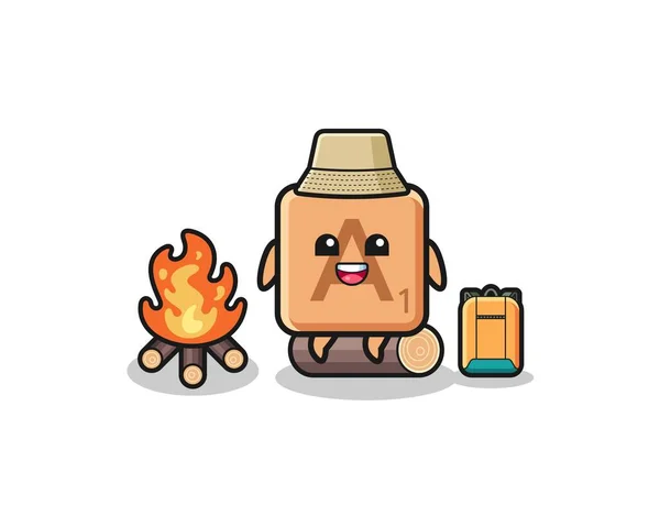 Camping Illustration Scrabble Cartoon Cute Design — ストックベクタ