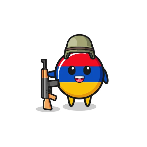 Cute Armenia Flag Mascot Soldier Cute Design — Stock Vector
