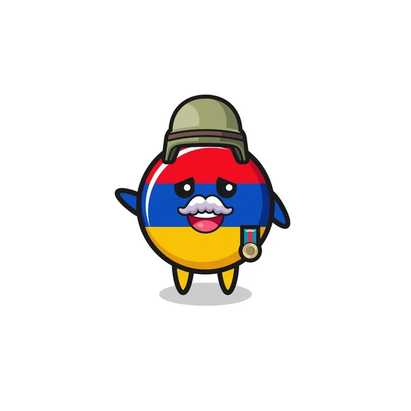 Cute Armenia Flag Jako Weteran Kreskówki Cute Design — Wektor stockowy