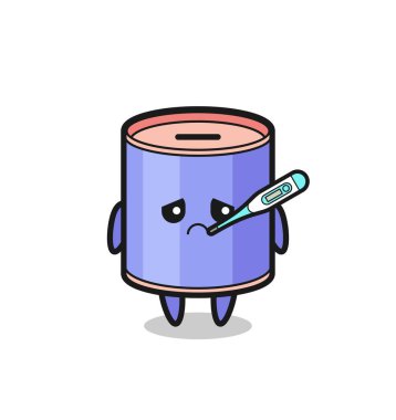 Silindir domuz kumbarası maskotu karakteri. Ateşli, şirin bir tasarım.