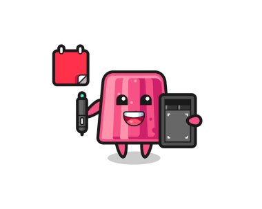 Grafik tasarımcısı olarak reçel maskotu tasviri, şirin tasarım.