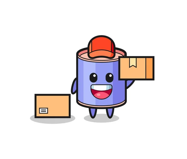 Mascot Illustration Cylinder Piggy Bank Courier Cute Design — ストックベクタ