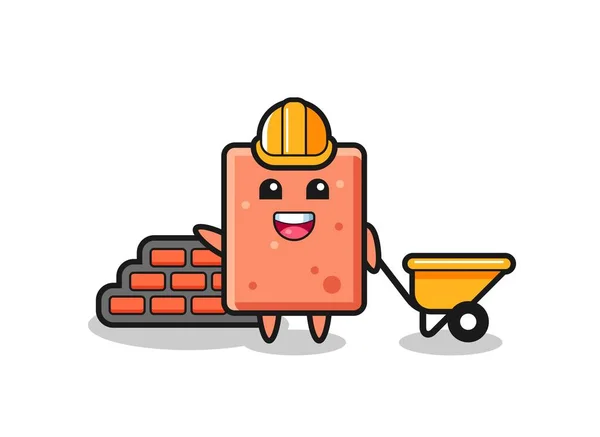 Cartoon Character Brick Builder Cute Design — Stock Vector