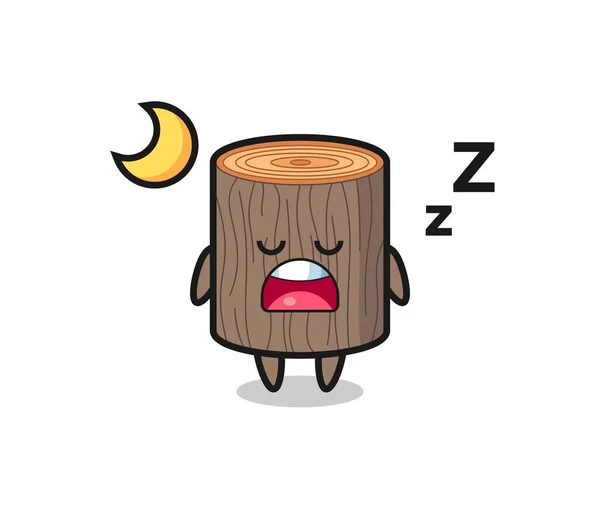 Strom Pahýl Charakter Ilustrace Spaní Noci Roztomilý Design — Stockový vektor