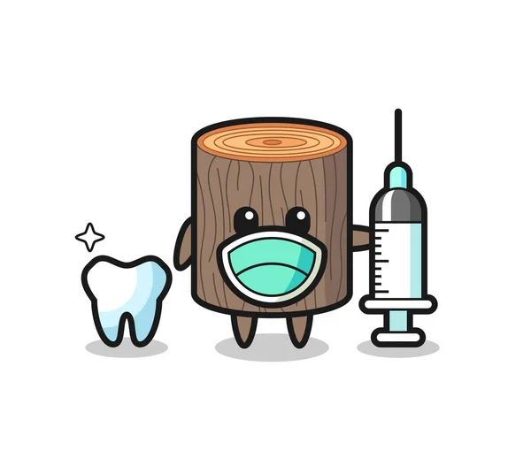 Mascote Personagem Toco Árvore Como Dentista Design Bonito —  Vetores de Stock