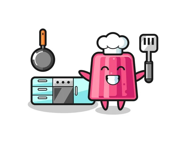 Jelly Character Illustration Chef Cooking Cute Design — ストックベクタ