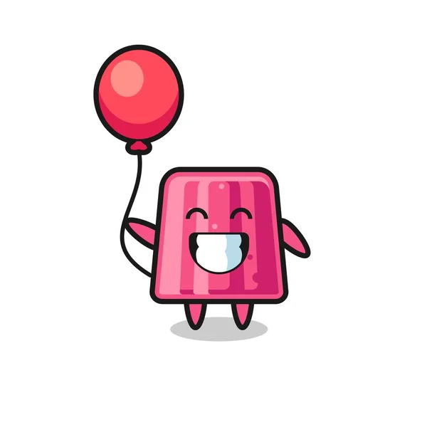 Jelly Mascot Illustration Playing Balloon Cute Design — Stock Vector