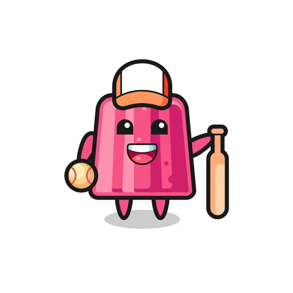 Personnage Bande Dessinée Gelée Comme Joueur Baseball Design Mignon — Image vectorielle