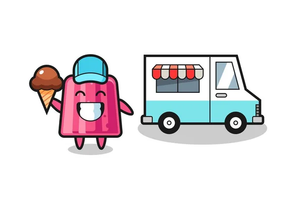 Mascot Cartoon Jelly Ice Cream Truck Cute Design — Stock Vector