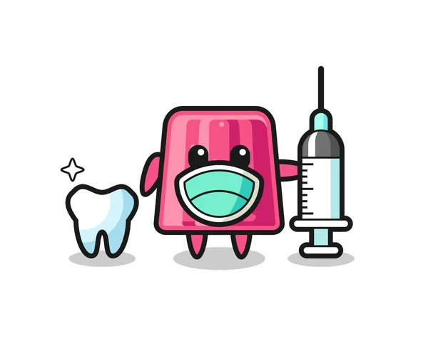 Personaje Mascota Jalea Como Dentista Lindo Diseño — Vector de stock