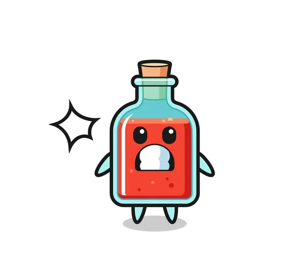 Square Poison Bottle Character Cartoon Shocked Gesture Cute Design — ストックベクタ