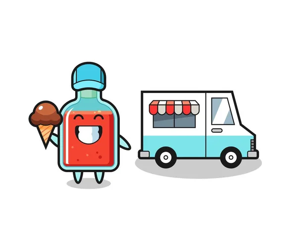 Mascot Cartoon Square Poison Bottle Ice Cream Truck Cute Design — Stock Vector